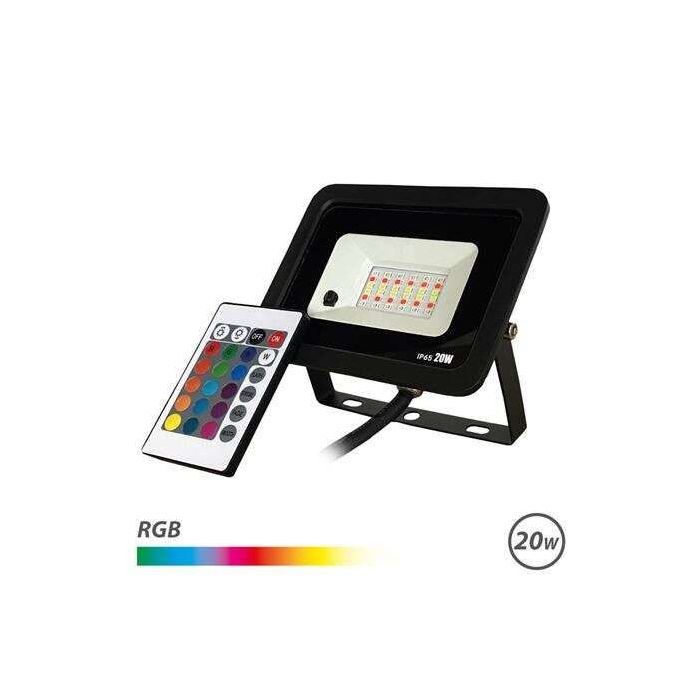 Elbat Foco Led RGB 20W - Control Remoto - IP65 - Ideal para Exterior