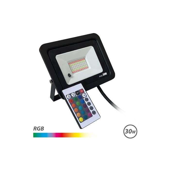 Elbat Foco Led RGB 30W - Control Remoto - IP65 - Ideal para Exterior