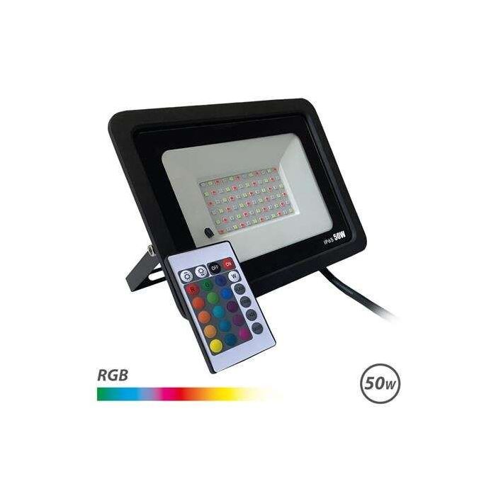 Elbat Foco Led RGB 50W - Control Remoto - IP65 - Ideal para Exterior