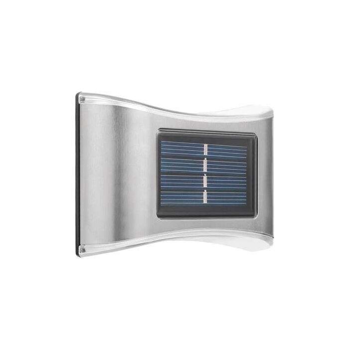 Elbat Aplique Solar LED 150lm - Panel Solar Integrado 2V, 120mAh - Bateria 1.2V, 600mAh - Carcasa Acero Inoxidable