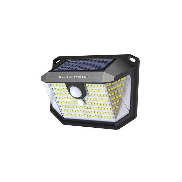 Elbat Aplique Solar LED 150lm con 3 Caras de Iluminacion - Sensor de Movimiento - Panel Solar Integrado 5.5V, 0.33W - Bateria 3.