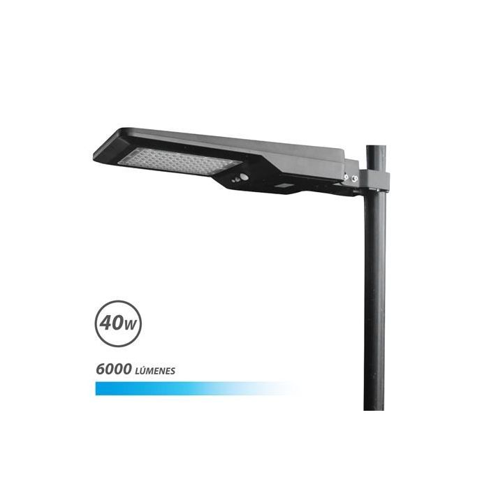 Elbat Farola LED Solar 40W Pro 6000Lm 6000K - Color Negro