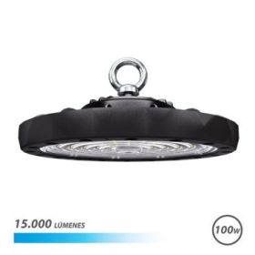 Elbat Lampara LED UFO de Techo - Potencia: 100W - Lumenes: 15000 - Luz Fria: 6500K - Ac 100-240V - Diametro: 24,9cm - Angulo aju