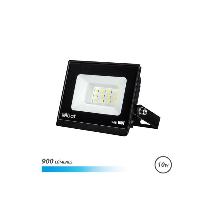 Elbat Foco LED Serie Super Slim 10W - 900 Lumenes - 6500K Luz Fria - IP65 Para Uso en Exterior