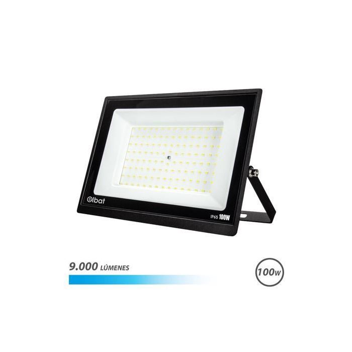 Elbat Foco LED Serie Super Slim 100W - 9000 Lumenes - 6500K Luz Fria - IP65 Para Uso en Exterior