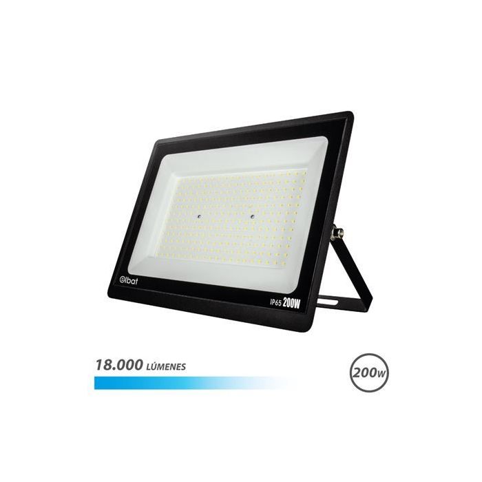 Elbat Foco LED Serie Super Slim 200W - 18000 Lumenes - 6500K Luz Fria - IP65 Para Uso en Exterior