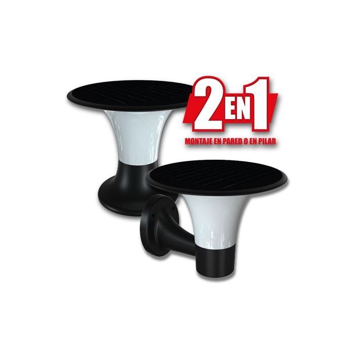Elbat Serie Pro Farol LED Solar - 15W - 6000K/3000K - 2200 Lumenes - Sensor - Montaje en Pared o Sobre Pilar - Color Negro