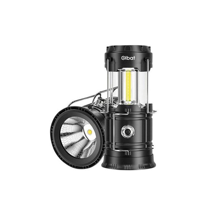 Elbat EB0564 Linterna de Camping 2 en 1 LED 280LM - 6500K Luz Fria - Gancho Superior - Alimentacion a Pilas AAA - Color Negro