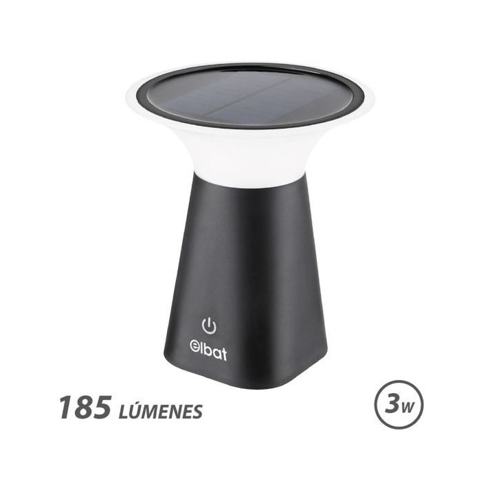 Elbat Lampara Solar LED - 185Lm - 2000K - Autonomia 6 horas - Color Negro