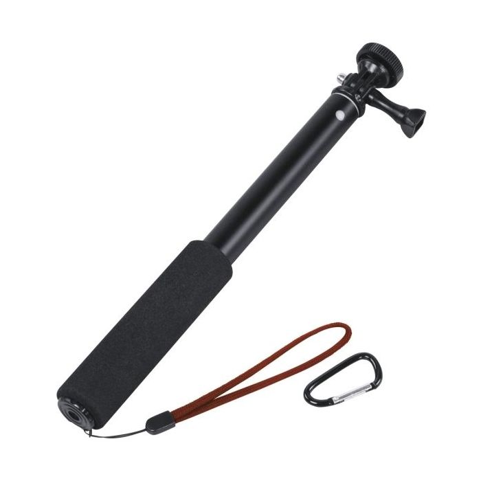 Hama Selfie 90 Palo Monopie con Rosca de 1/4 - Longitud de 30 a 90cm - Cuerpo Metalico - Correa de Mano - Compatible con Camaras
