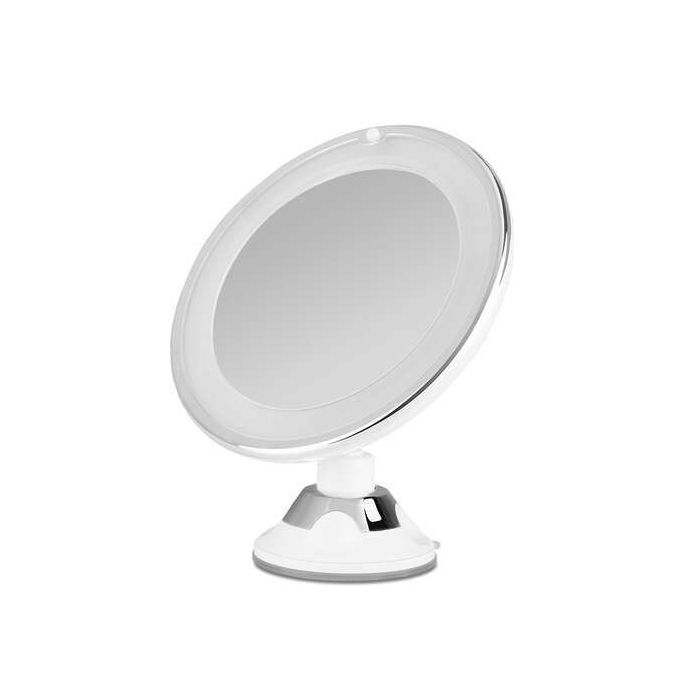 Orbegozo ESP 1010 Espejo Cosmetico con Luz LED - Aumento 10X - Ventosa Ajustable - Diametro 17cm - Luz Blanca para Corregir Impe
