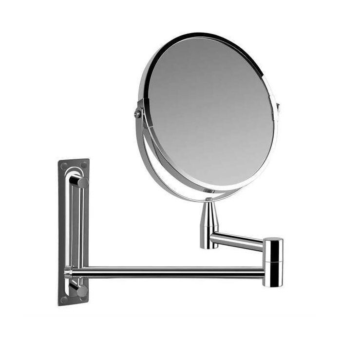 Orbegozo ESP 4000 Espejo Cosmetico Extensible - Doble Cara con Aumento X5 - Acabado Cromado - Soporte de Pared Incluido - Ø 17cm