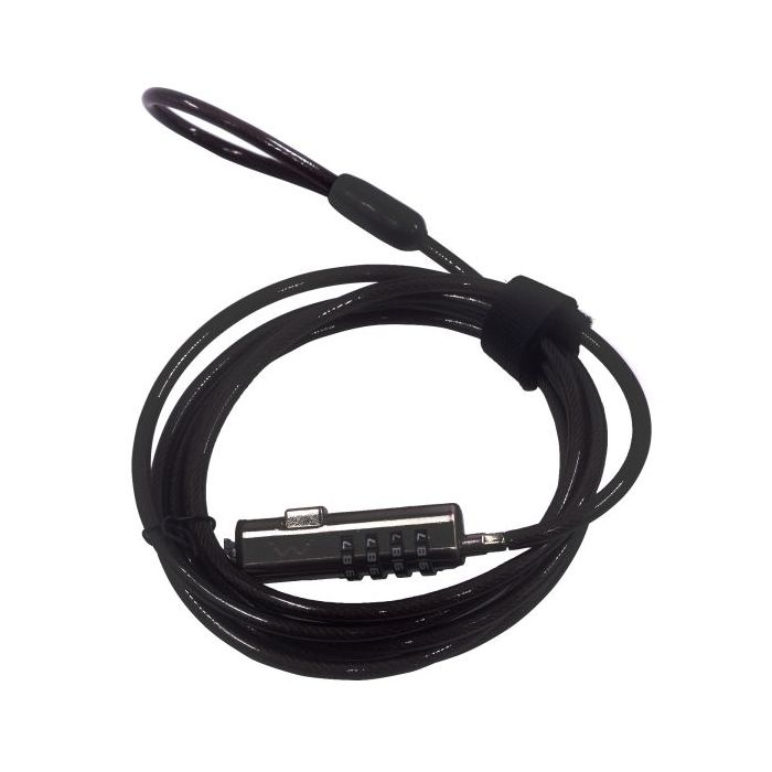 Ewent Cable de Seguridad para Portatiles con Ranura Nano - Candado de Combinacion Numerica - Cable de Acero - Cobertura de Vinil
