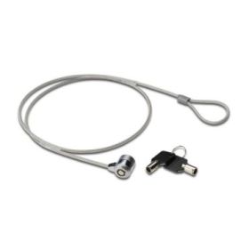 Ewent Cable de Seguridad para Portatil con Llave - 2 Llaves - Cable de Acero - 1.5m de Longitud - Color Acero