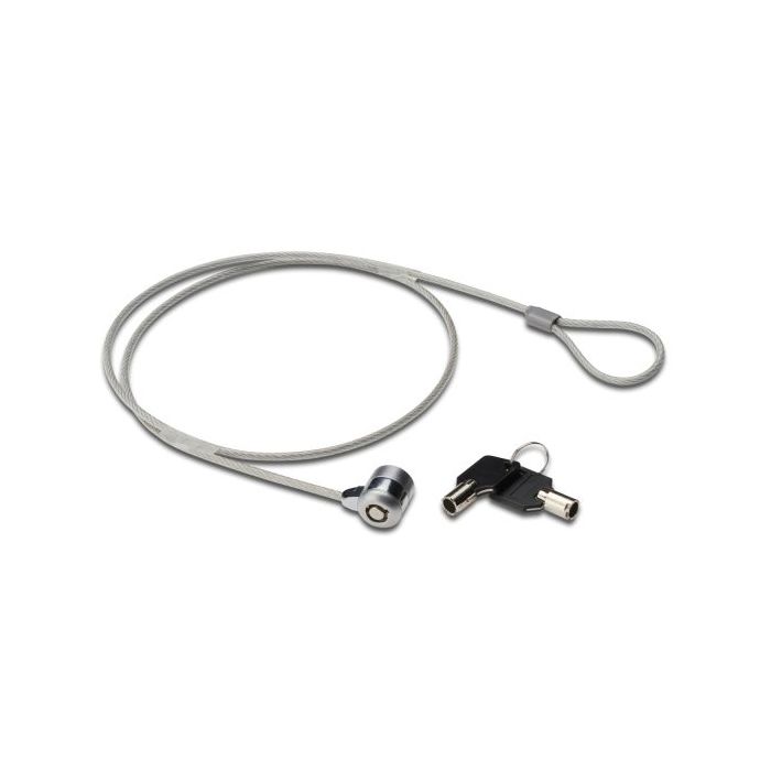 Ewent Cable de Seguridad para Portatil con Llave - 2 Llaves - Cable de Acero - 1.5m de Longitud - Color Acero