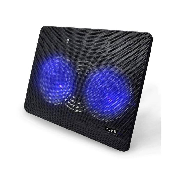 Ewent EW1256 Base de Refrigeracion para Portatil hasta 17  - 2 Ventilador - Altura Ajustable - Color Negro