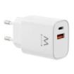 Ewent EW1326 Cargador GaN 30W - 1xUSB-C PD3.0 QC3.0 - 1xUSB-A QC3.0 - Color Blanco