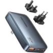 Vention Cargador de Pared - Ultra Slim - 65W - GaN - Enchufes EU y UK Intercambiables - 2xUSB-C - USB-A - Carga Rapida - Color G