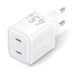 Vention Cargador de Pared - 45W - GaN - 2xUSB-C - Power Delivery 3.0 - Qualcomm 3.0 - Color Blanco