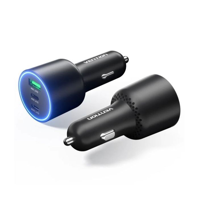 Vention Cargador de Coche para Smartphone - 100W - 2xUSB-C - USB-A - Power Delivery 3.0 - Qualcomm 3.0 - Color Negro