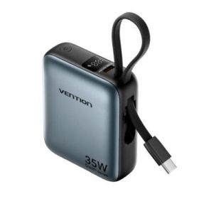 Vention Mini Powerbank de 10000mAh - Potencia de Salida hasta 35W - Cable USB-C Integrado - Power Delivery - Tecnologia PPS - Co