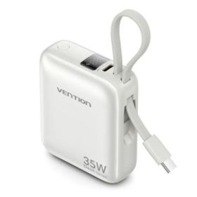 Vention Mini Powerbank de 10000mAh - Potencia de Salida hasta 35W - Cable USB-C Integrado - Power Delivery - Tecnologia PPS - Co
