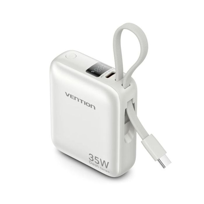 Vention Mini Powerbank de 10000mAh - Potencia de Salida hasta 35W - Cable USB-C Integrado - Power Delivery - Tecnologia PPS - Co