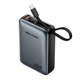 Vention Mini Powerbank de 20000mAh - Potencia de Salida hasta 45W - Cable USB-C Integrado - Power Delivery - USB-A - Tecnologia