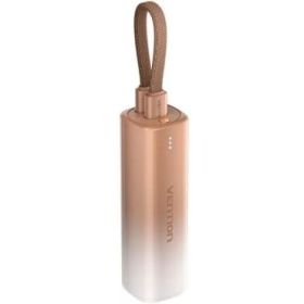 Vention Powerbank de 5000mAh - Potencia de Salida hasta 20W - USB-C - Cable USB-C a Lightning de 11cm - 30x30x99.8mm - Color Dor