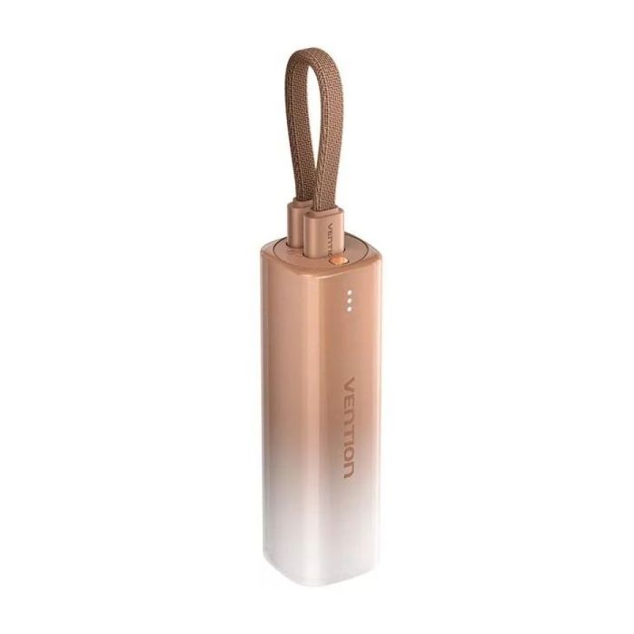 Vention Powerbank de 5000mAh - Potencia de Salida hasta 20W - USB-C - Cable USB-C a Lightning de 11cm - 30x30x99.8mm - Color Dor