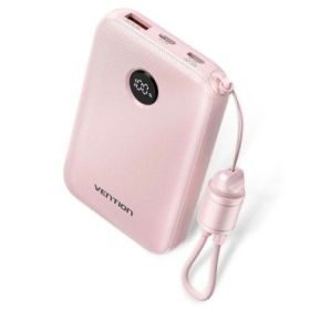 Vention Powerbank de 10000mAh - Potencia de Salida hasta 22.5W - USB-A - USB-C - Pantalla LED - Cable USB-C de 17cm - Apto para