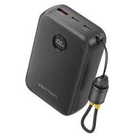 Vention Powerbank de 20000mAh - Potencia de Salida hasta 22.5W - USB-A - USB-C - Pantalla LED - Cable USB-C de 17cm - Apto para