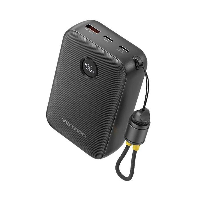 Vention Powerbank de 20000mAh - Potencia de Salida hasta 22.5W - USB-A - USB-C - Pantalla LED - Cable USB-C de 17cm - Apto para