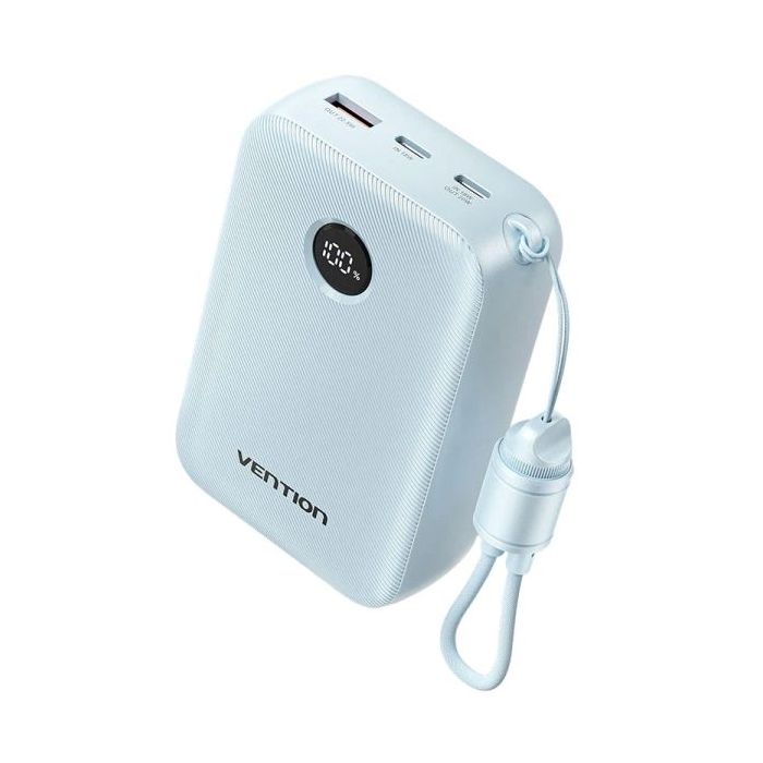 Vention Powerbank de 20000mAh - Potencia de Salida hasta 22.5W - USB-A - USB-C - Pantalla LED - Cable USB-C de 17cm - Apto para