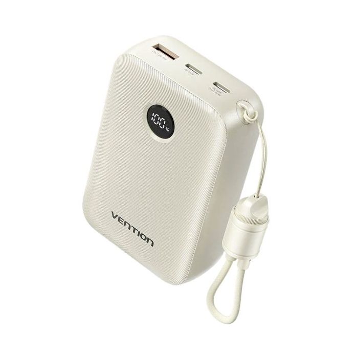 Vention Powerbank de 20000mAh - Potencia de Salida hasta 22.5W - USB-A - USB-C - Pantalla LED - Cable USB-C de 17cm - Apto para