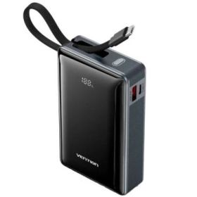 Vention Powerbank de 20000mAh - Potencia de Salida hasta 65W - Power Delivery - USB-A - USB-C - Pantalla LED - Tecnologia PPS -