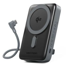 Vention Powerbank de 10000mAh - Potencia de Salida hasta 25W - Cable USB-C Integrado - Entrada y Salida USB-C - Carga Inalambric