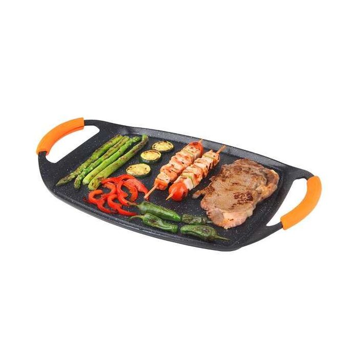 Orbegozo GDB 4700 Plancha Grill de Aluminio Forjado - Antiadherente de Piedra - Asas de Goma Extraibles - Diseño Ergonomico - Ap