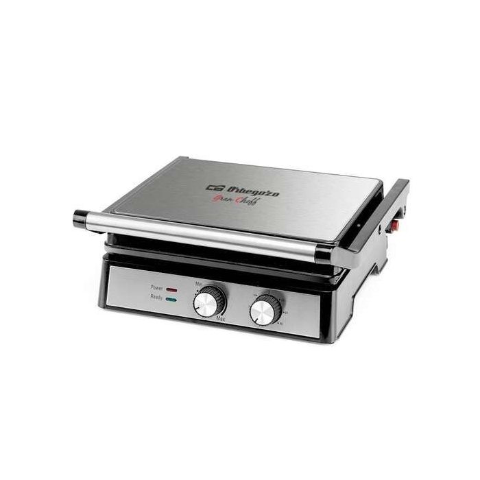 Orbegozo 4580 Grill Multifuncion - Cocina sin Aceite con Potencia de 2000W - Amplia Superficie de Coccion Abatible - Antiadheren