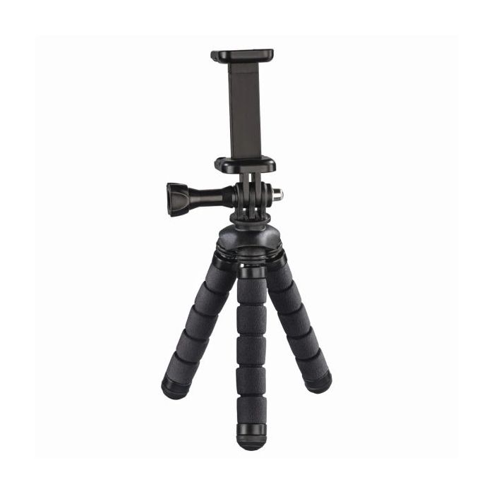 Hama Flex Tripode para Smartphone y Camara Deportiva - Plegable - Altura Ajustable hasta 14cm - Peso Max 4kg - Aluminio - Color