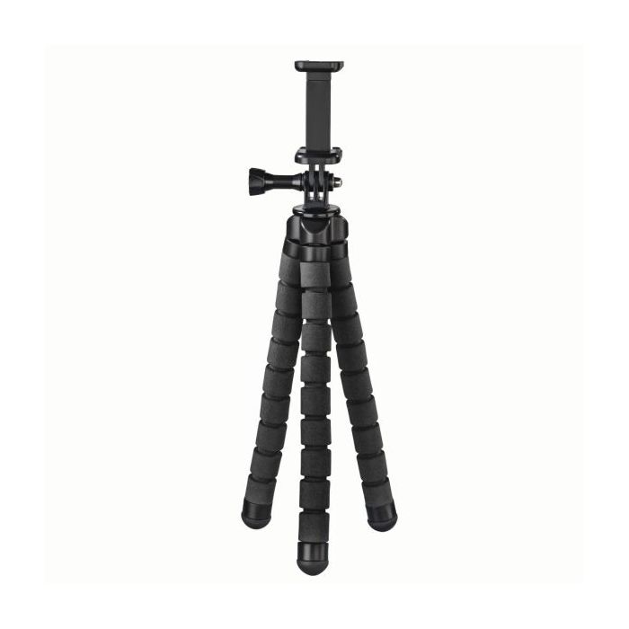 Hama Flex Tripode para Smartphone y Camara Deportiva - Peso Max 300g - Plegable - Altura Ajustable hasta 26cm - Plastico - Color
