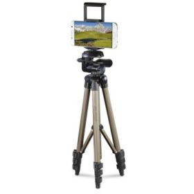 Hama Tripode para Smartphone y Tablet - Peso Max 500g - Altura Ajustable hasta 106cm - Aluminio - Cabezal de 3 Vias - Color Beig