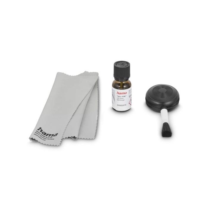Hama Wet Set de Limpieza para Camaras - Pincel Soplador - Bayeta de Microfibra - Limpiador Liquido - Incluye Bolsa