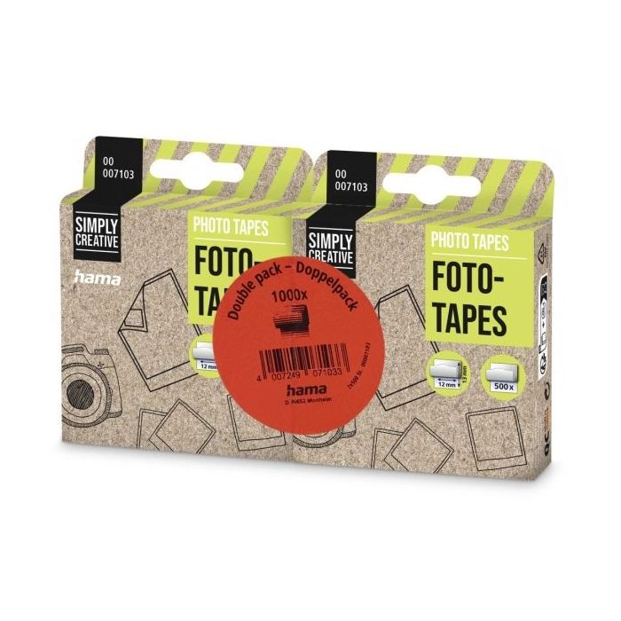 Hama Pack de 1000 Adhesivos de Doble Cara - Ideal para Fotos - 12x13mm - Multicolor