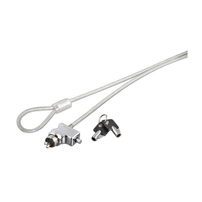 Hama Cable de Seguridad para Portatiles de 4mm - Cable 180cm - 2 Llaves Cilindricas - Acero - Color Plata