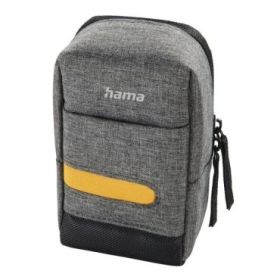 Hama Terra Funda para Camara - Poliester Reciclado - Asa para Cinturon - Correa de Cuello Desmontable - 7.5x4.5x13cm - Color Gri