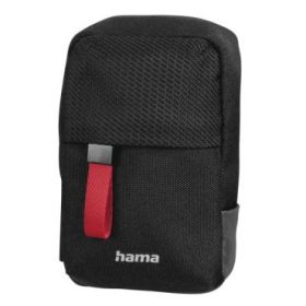 Hama Matera Funda para Camara - Poliester Reciclado - Asa para Cinturon - Correa de Cuello Desmontable - 6.5x3x11cm - Color Negr