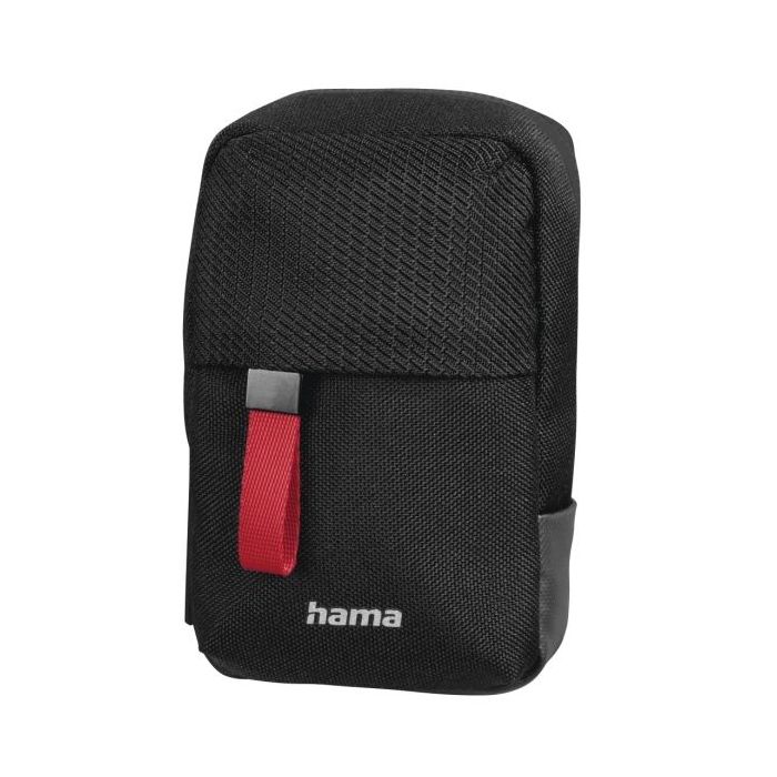 Hama Matera Funda para Camara - Poliester Reciclado - Asa para Cinturon - Correa de Cuello Desmontable - 6.5x3x11cm - Color Negr