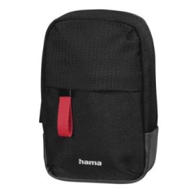 Hama Matera Funda para Camara - Poliester Reciclado - Asa para Cinturon - Correa de Cuello Desmontable - 7.5x4.5x13cm - Color Ne