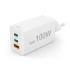 Hama Cargador de Pared - Potencia 100W - 2x USB-C - USB-A - Power Delivery - Qualcomm - GaN - Color Blanco